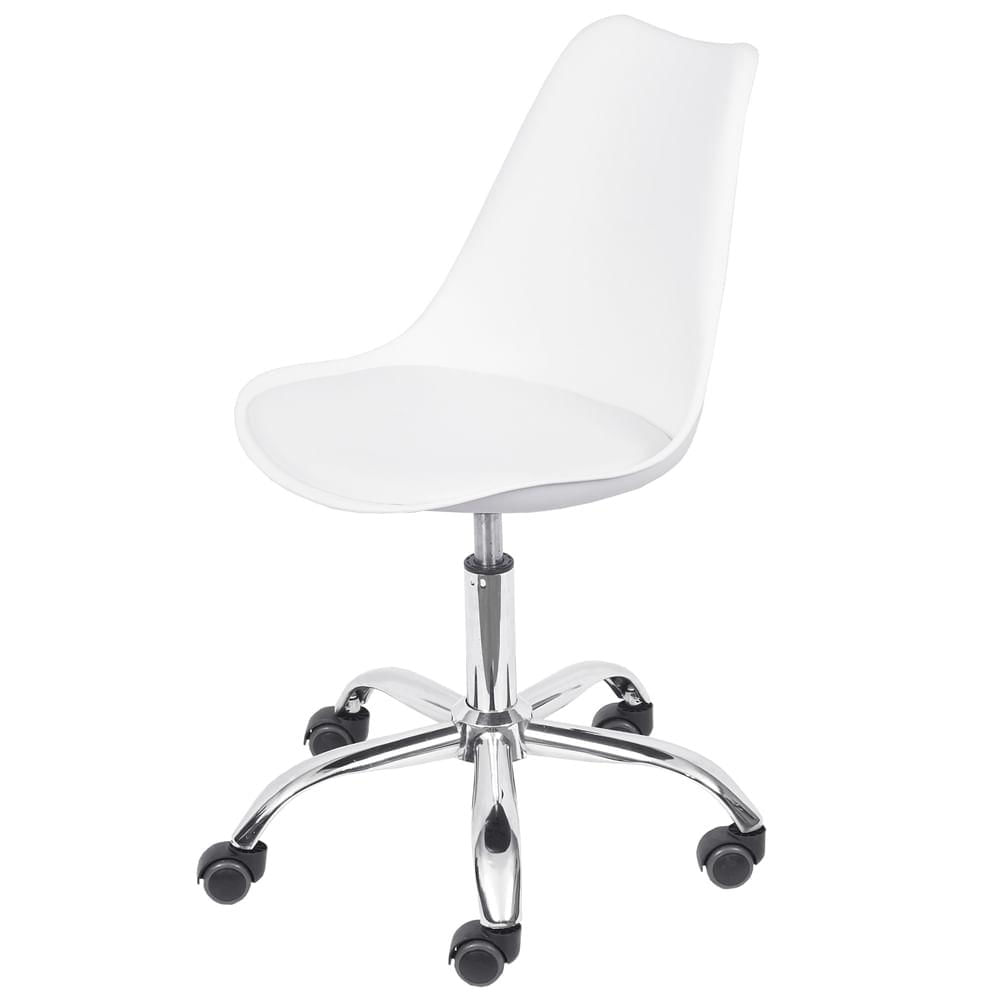 Cadeira Leda Eames Polipropileno cor Branco com Base Rodizio Cromado - 69582