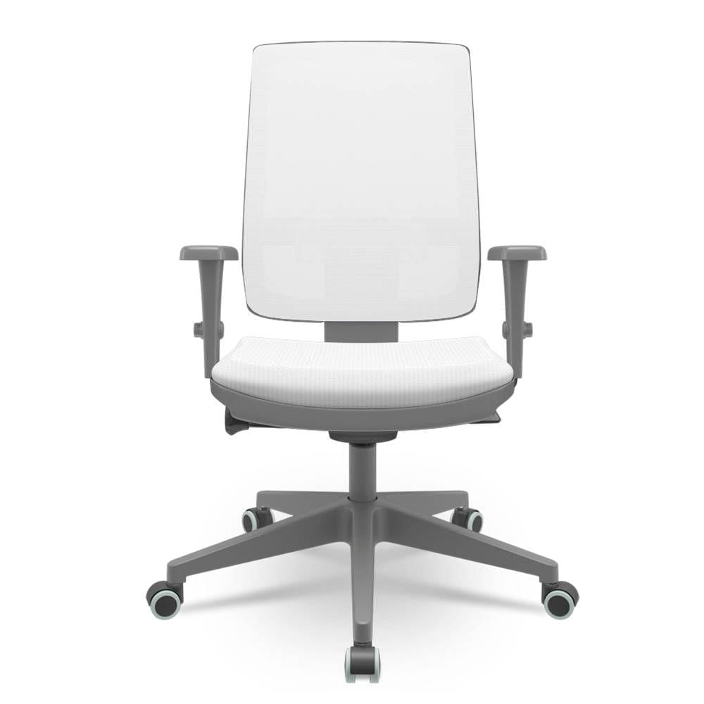 Cadeira Brizza Diretor Grafite Tela Branca Assento Aero Branco com Autocompensador e Base em Alumínio  - 65756