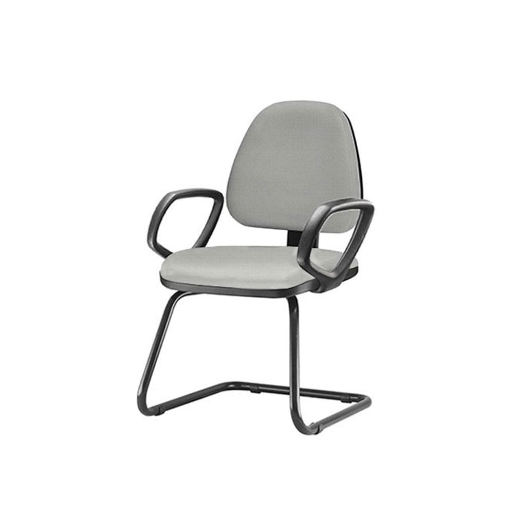 Cadeira Sky com Bracos Fixos Assento Crepe Cinza Claro Base Fixa Preta - 54829