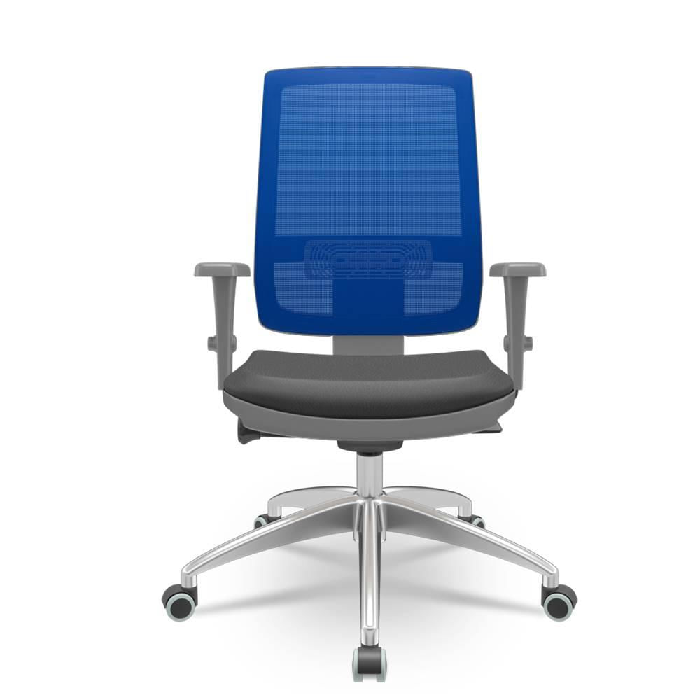Cadeira Brizza Diretor Grafite Tela Azul com Assento Vinil Preto Base Autocompensador Aluminio - 65785
