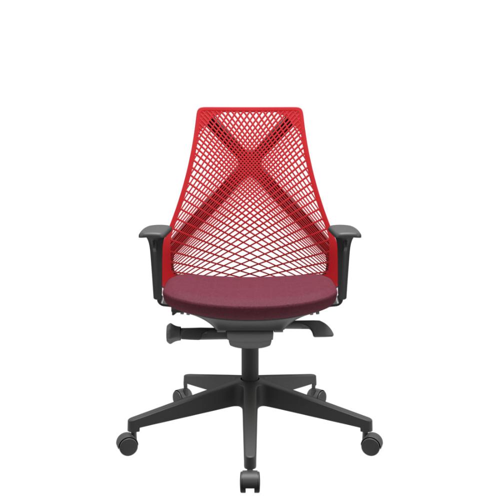 Cadeira Office Bix Tela Vermelha Assento Poliéster Vinho Autocompensador Base Piramidal 95cm - 64028