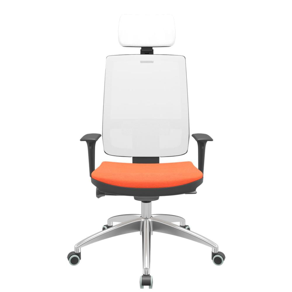 Cadeira Office Brizza Tela Branca Com Encosto Assento Poliéster Laranja Autocompensador 126cm - 63272
