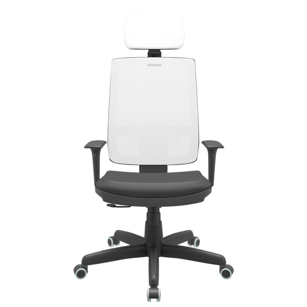 Cadeira Office Brizza Tela Branco Com Encosto Assento Vinil Preto RelaxPlax Base Standard 126cm - 63676