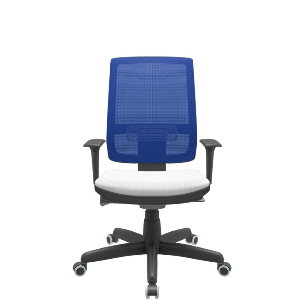 Cadeira Office Brizza Tela Azul Assento Aero Branco Autocompensador Base Standard 120cm - 63715
