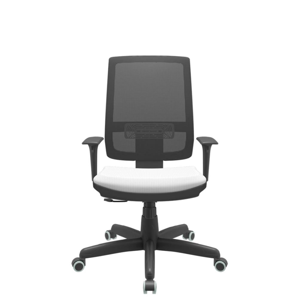 Cadeira Office Brizza Tela Preta Assento Aero Branco RelaxPlax Base Standard 120cm - 63861