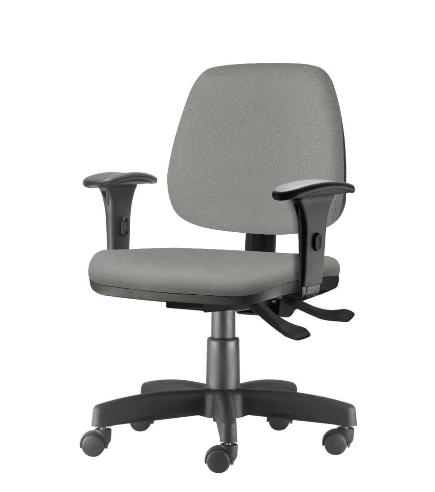 Cadeira Job com Bracos Assento Crepe Cinza Claro Base Rodizio Metalico Preto - 54602