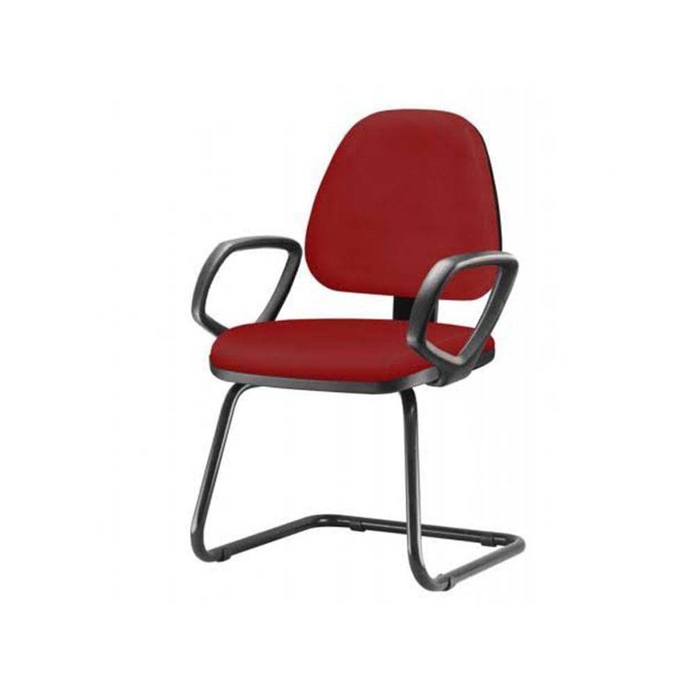Cadeira Sky com Bracos Fixos Assento Courino Vermelho Base Fixa Preta - 54828