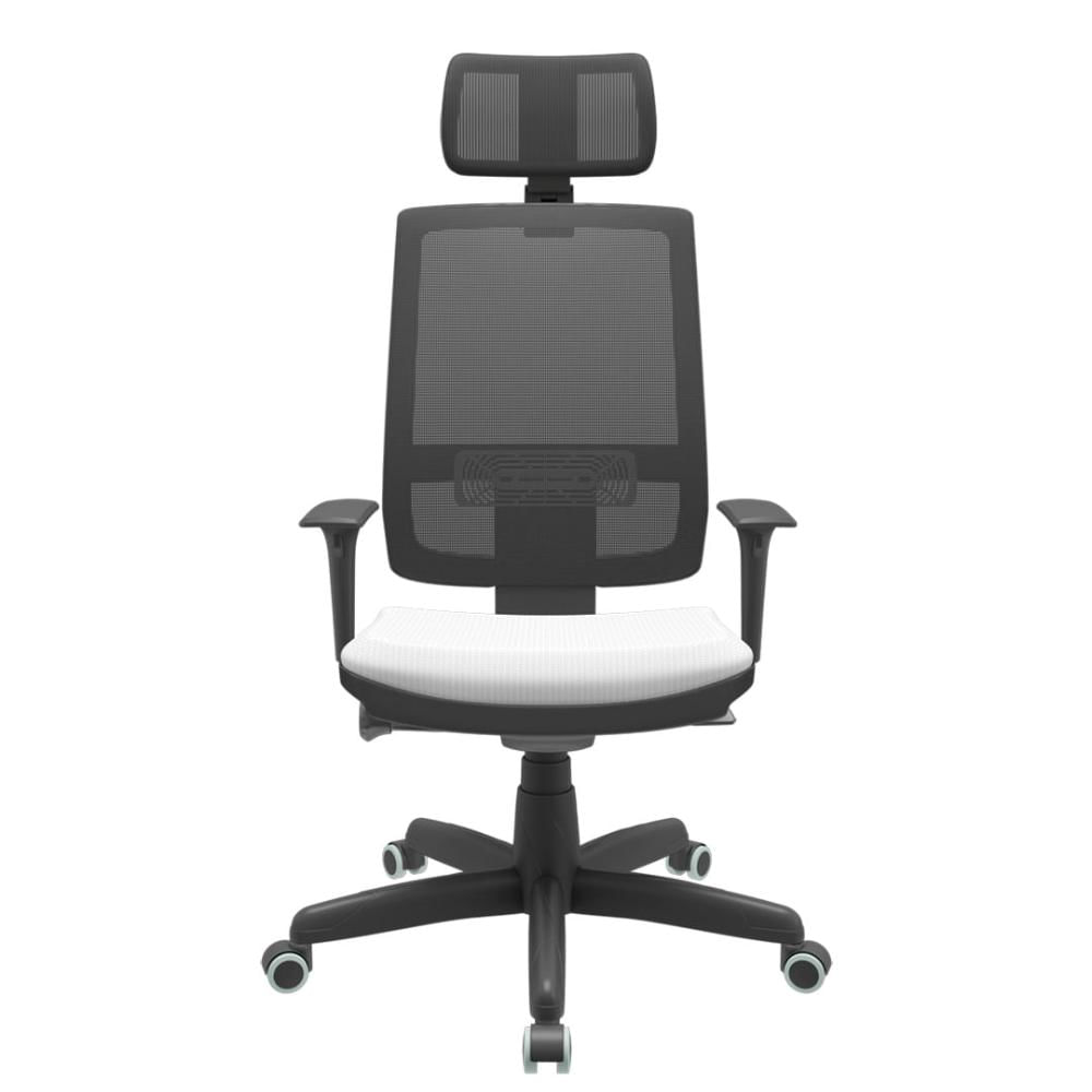 Cadeira Office Brizza Tela Preta Com Encosto Assento Aero Branco Autocompensador Base Standard 126cm - 63329
