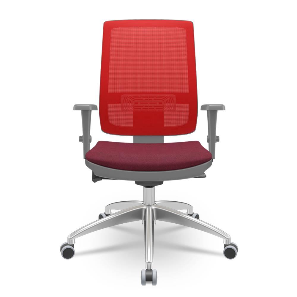Cadeira Brizza Diretor Grafite Tela Vermelha com Assento Poliester Vinho Base Autocompensador Aluminio - 65820