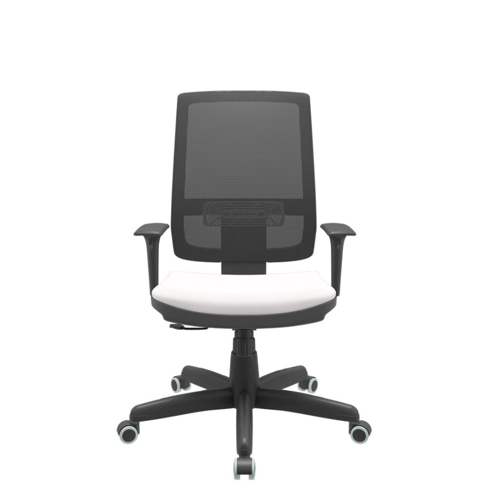 Cadeira Office Brizza Tela Preta Assento Vinil Branco RelaxPlax Base Standard 120cm - 63862