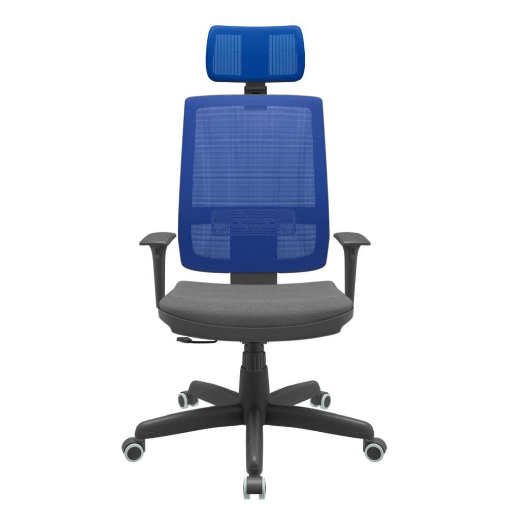 Cadeira Office Brizza Tela Azul Com Encosto Assento Poliester Cinza RelaxPlax Base Standard 126cm - 63653