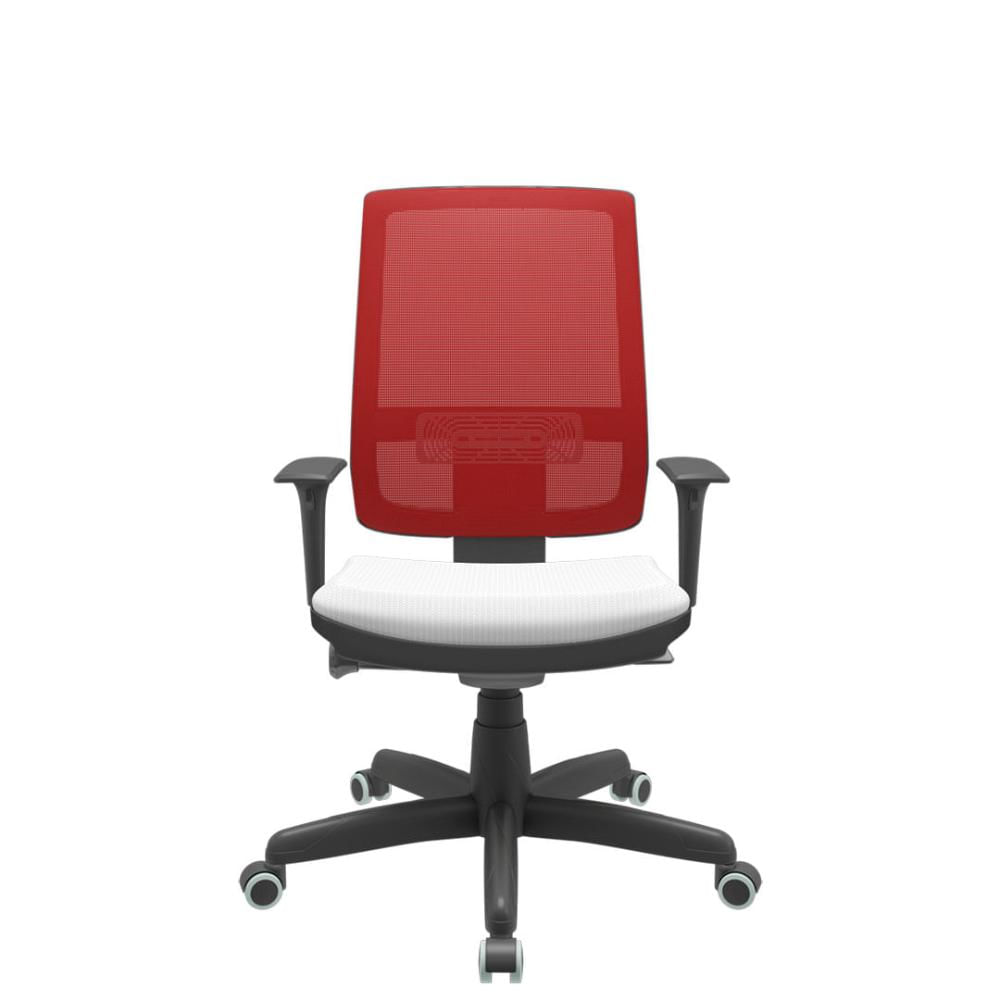 Cadeira Office Brizza Tela Vermelha Assento Aero Branco Autocompensador Base Standard 120cm - 63708
