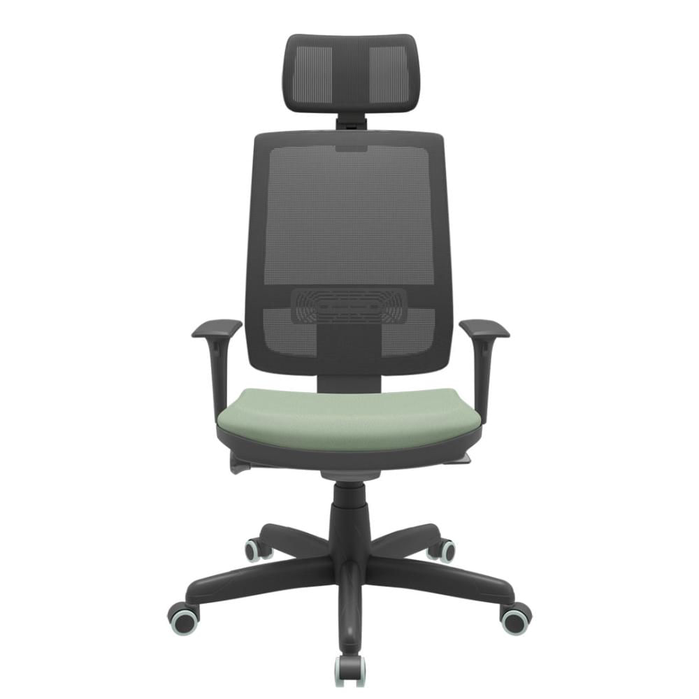 Cadeira Office Brizza Tela Preta Com Encosto Assento Vinil Verde Autocompensador Base Standard 126cm - 63359