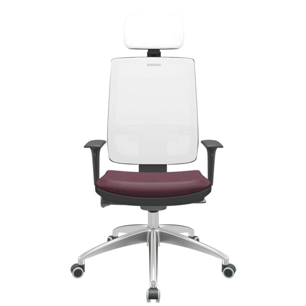 Cadeira Office Brizza Tela Branca Com Encosto Assento Facto Dunas Bordô Autocompensador 126cm - 63265