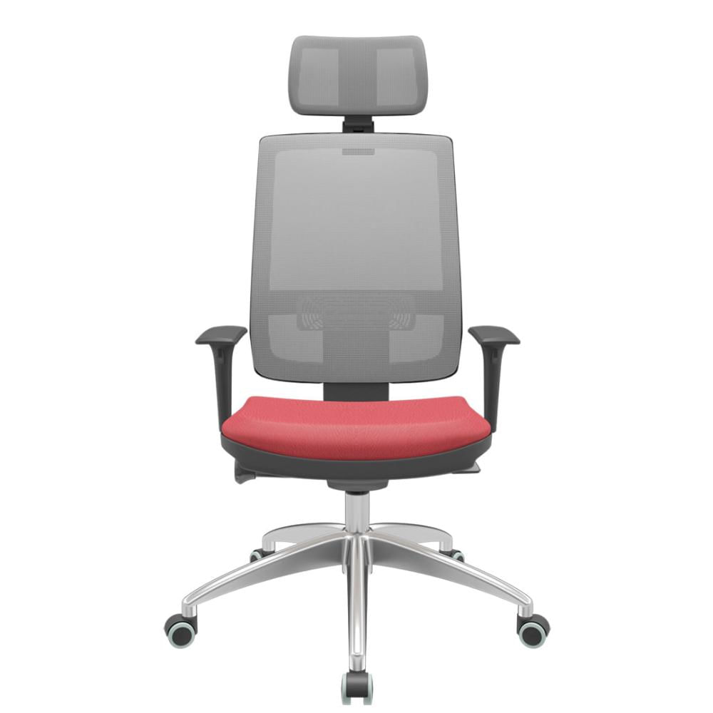 Cadeira Office Brizza Tela Cinza Com Encosto Assento Vinil Vermelho Autocompensador 126cm - 63191