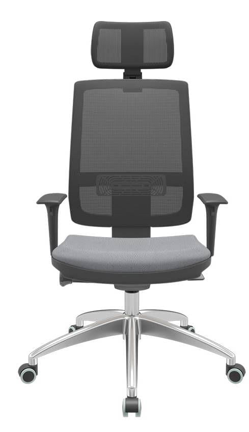 Cadeira Office Brizza Tela Preta Com Encosto Assento Vinil Cinza Autocompensador 126cm - 63019