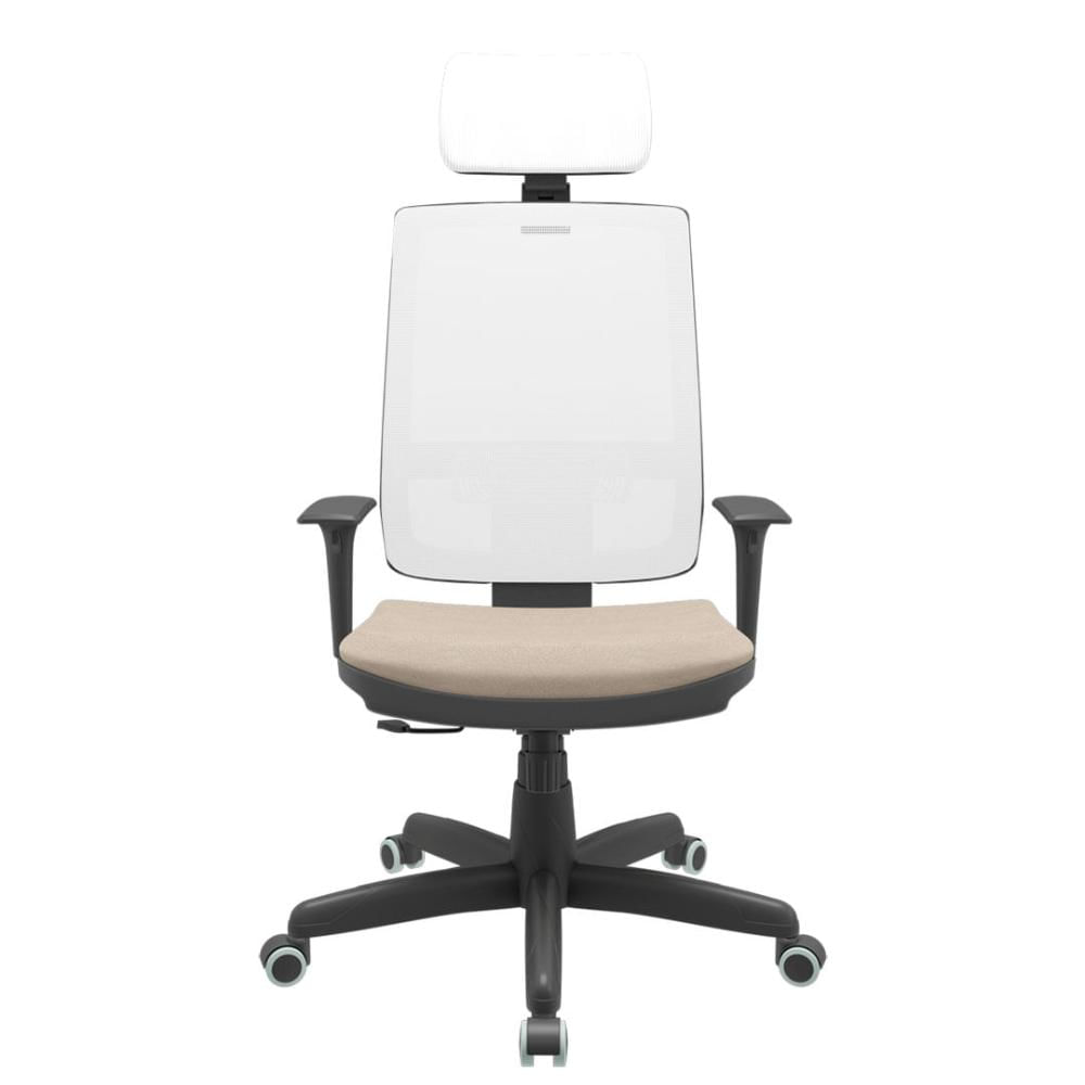 Cadeira Office Brizza Tela Branca Com Encosto Assento Poliester Fendi RelaxPlax Base Standard 126cm - 63684
