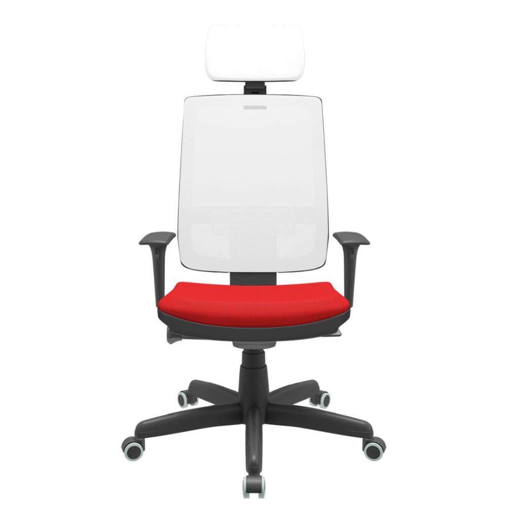 Cadeira Office Brizza Tela Branca Com Encosto Assento Aero Vermelho Autocompensador Base Standard 126cm - 63437