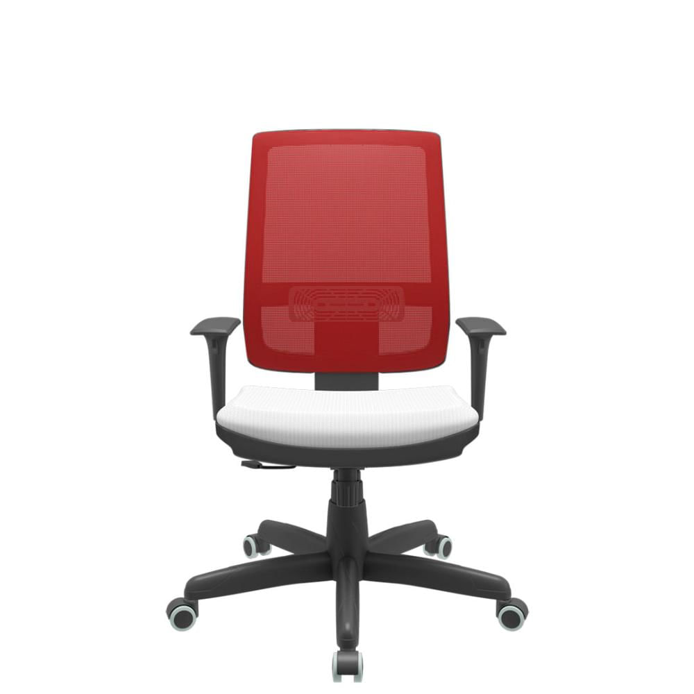 Cadeira Office Brizza Tela Vermelha Assento Aero Branco RelaxPlax Base Standard 120cm - 63867