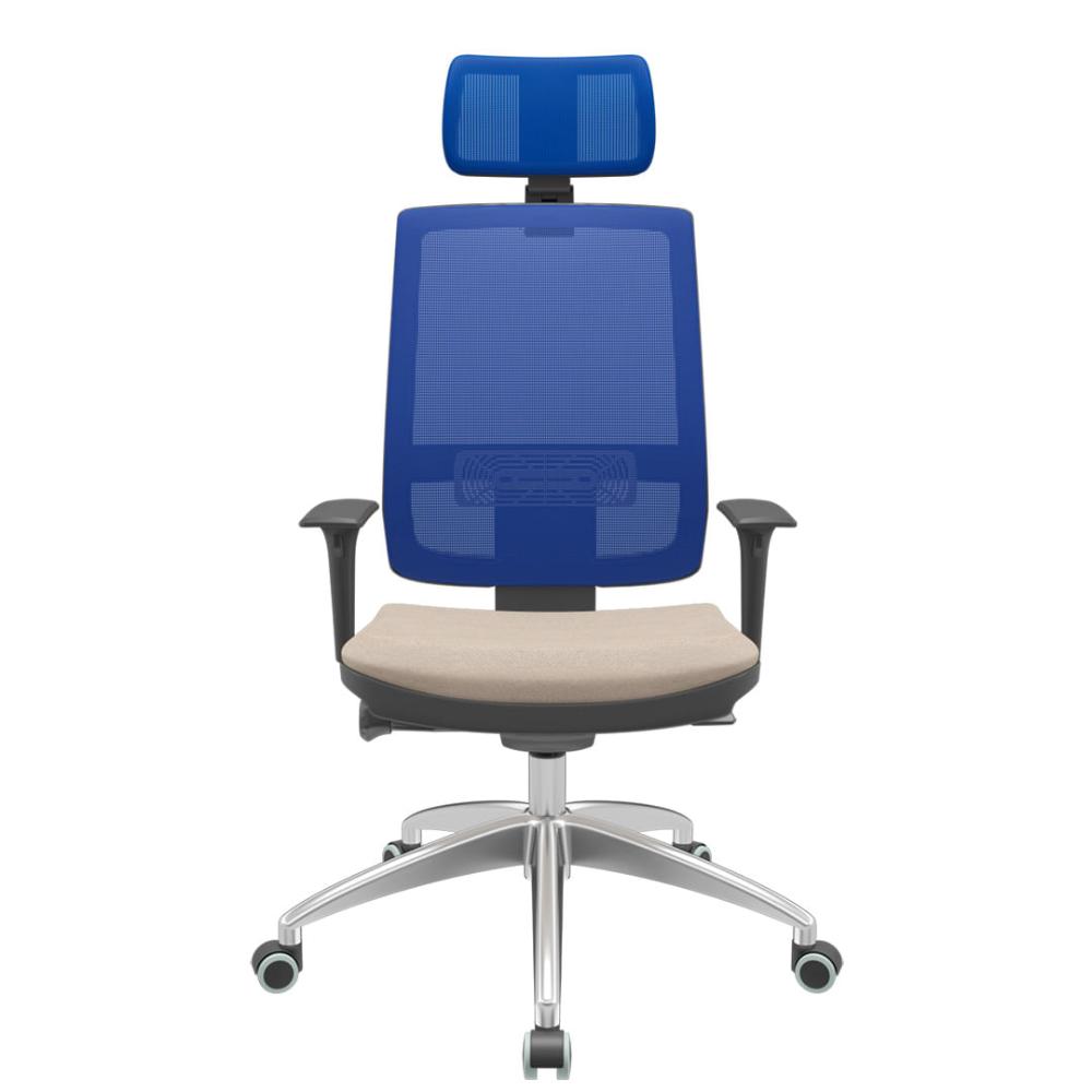 Cadeira Office Brizza Tela Azul Com Encosto Assento Poliéster Fendi Autocompensador 126cm - 63153