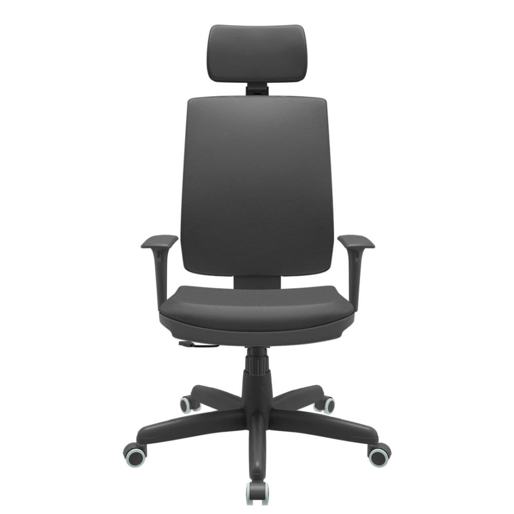 Cadeira Office Brizza Soft Vinil Preto RelaxPlax Com Encosto Cabeca Base Aluminio 126cm - 63502