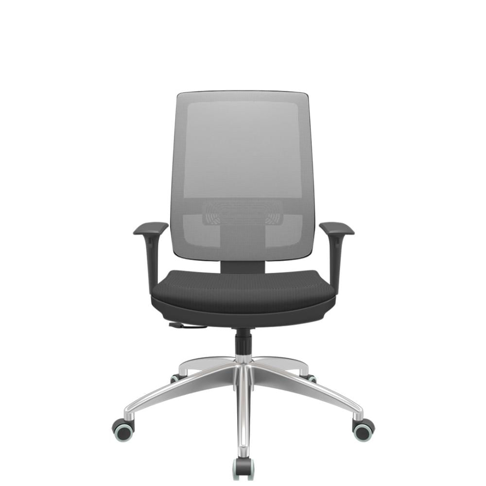 Cadeira Office Brizza Tela Cinza Assento Aero Preto RelaxPlax Base Aluminio 120cm - 63836