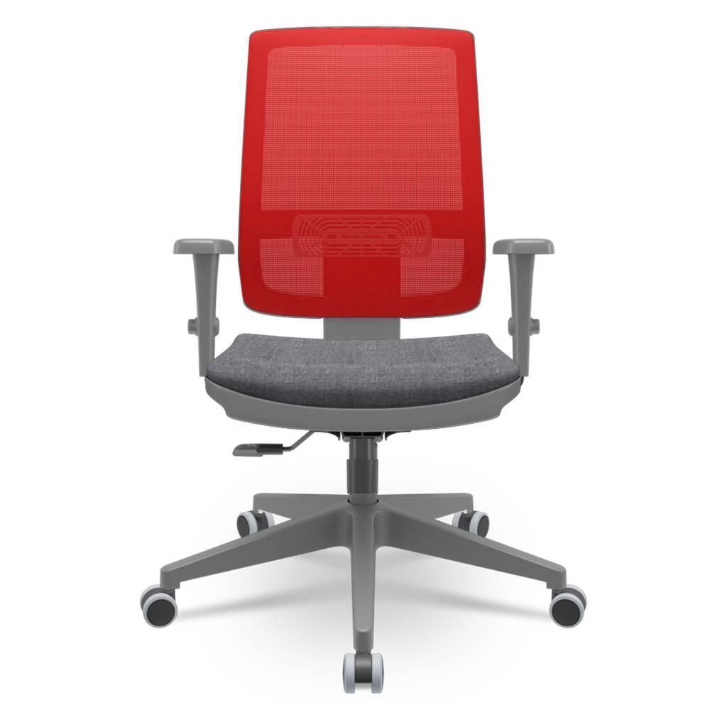 Cadeira Brizza Diretor Grafite Tela Vermelha Assento Concept Grânito Base RelaxPlax Piramidal - 66413