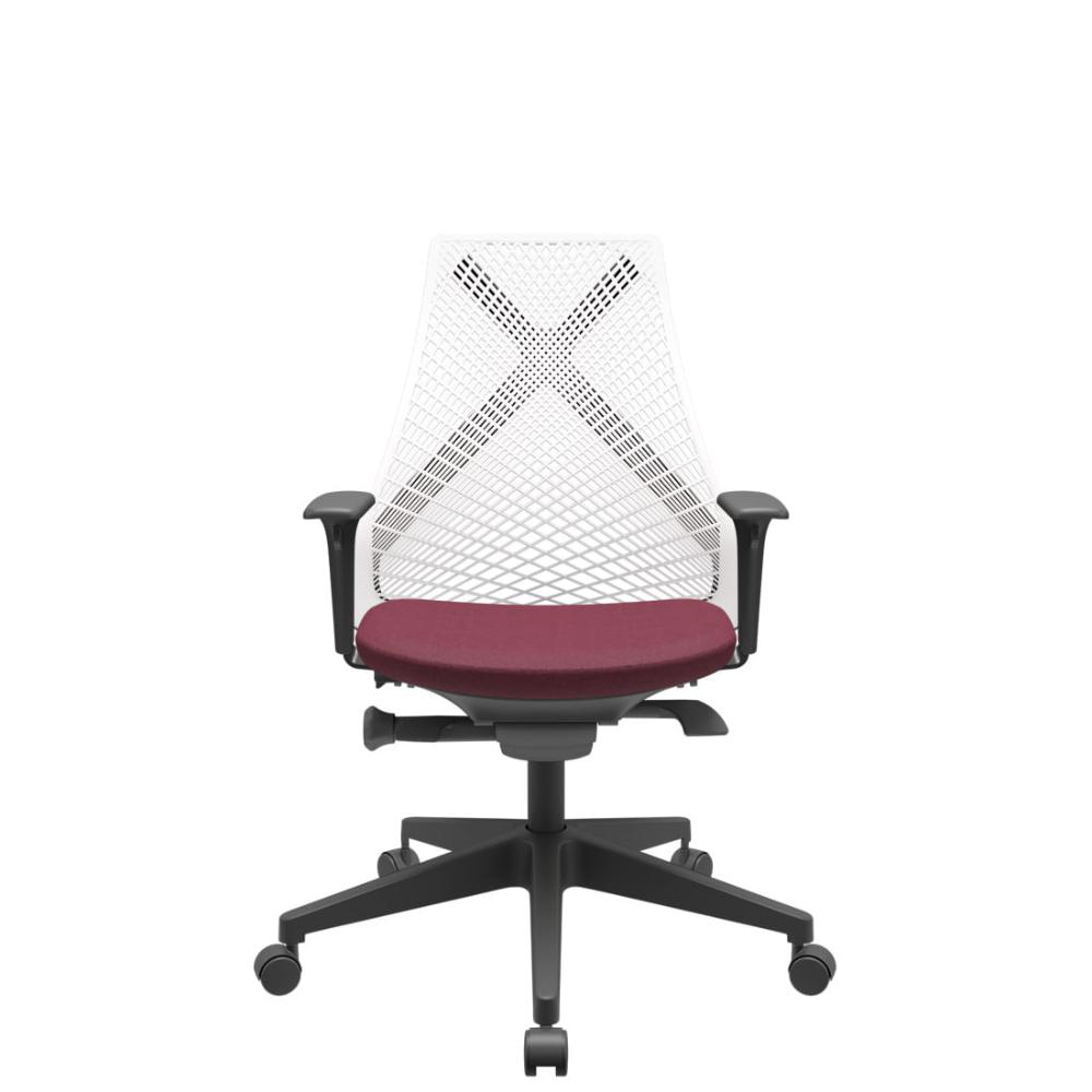 Cadeira Office Bix Tela Branca Assento Poliéster Vinho Autocompensador Base Piramidal 95cm - 64055