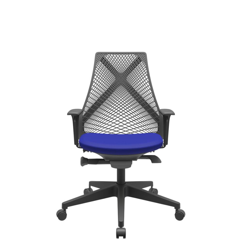 Cadeira Office Bix Tela Preta Assento Aero Azul Autocompensador Base Piramidal 95cm - 64017