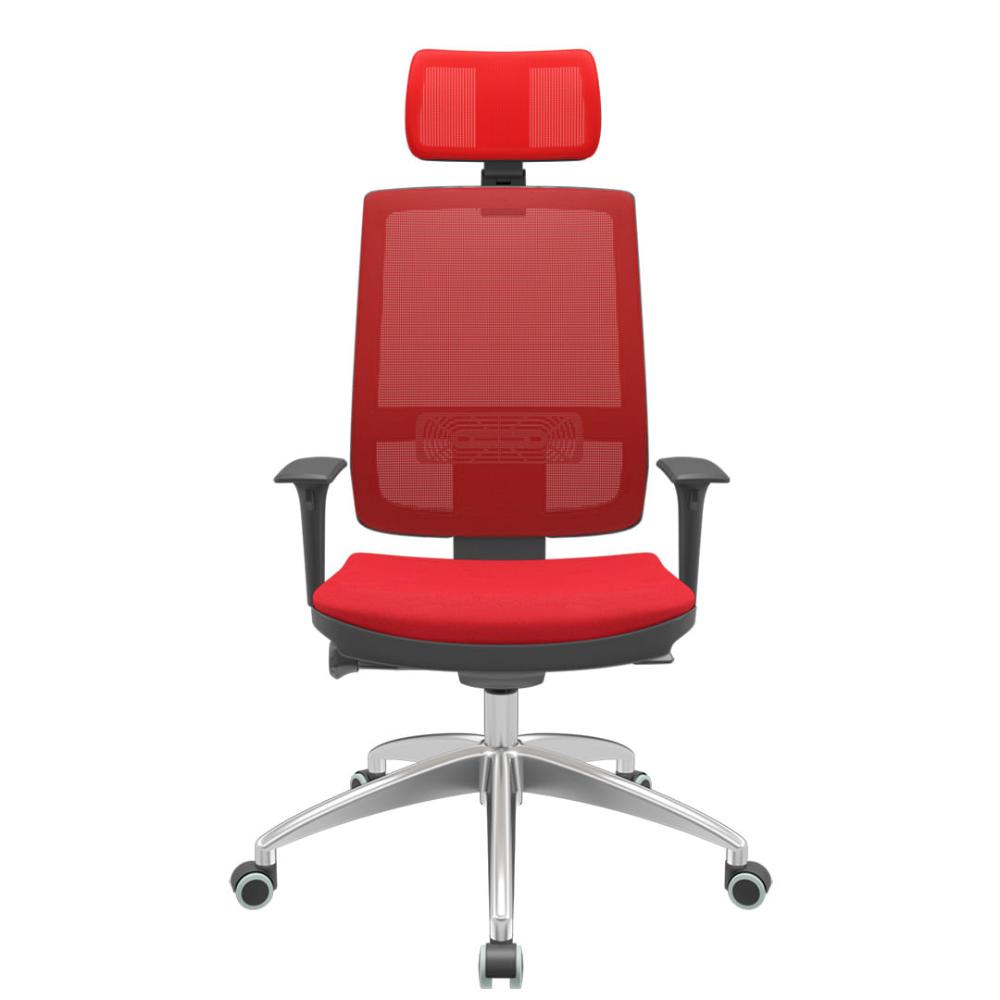 Cadeira Office Brizza Tela Vermelha Com Encosto Assento Poliéster Vermelho Autocompensador 126cm - 63085