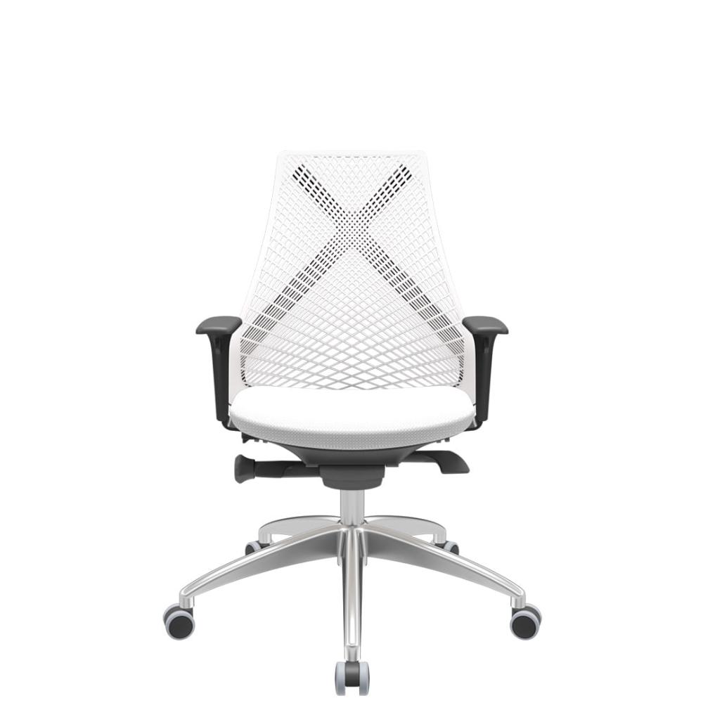 Cadeira Office Bix Tela Branca Assento Aero Branco Autocompensador Base Alumínio 95cm - 64002