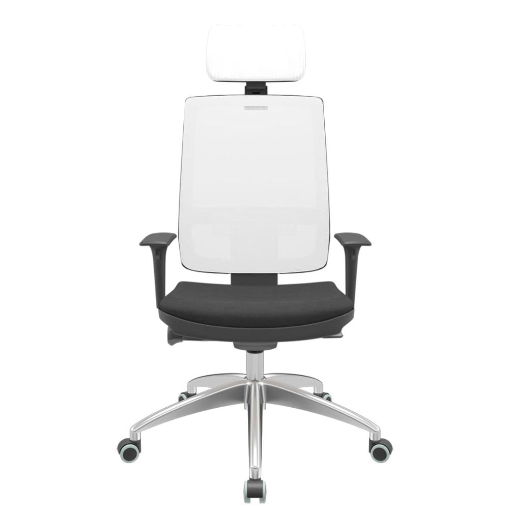 Cadeira Office Brizza Tela Branca Com Encosto Assento Poliéster Preto Autocompensador 126cm - 63270