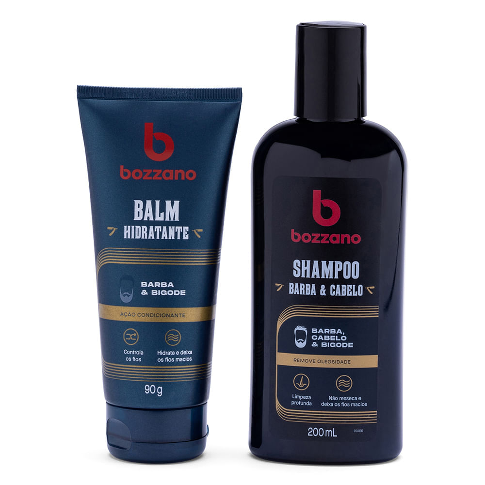 Kit para Cabelo e Barba Bozzano: Shampoo e Balm Hidratante - 2 produtos