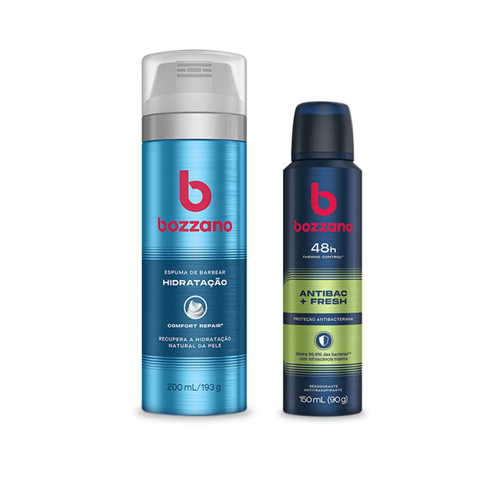 Kit Bozzano Espuma de Barbear Hidratação e Desodorante Antitranspirante Aerossol Fresh