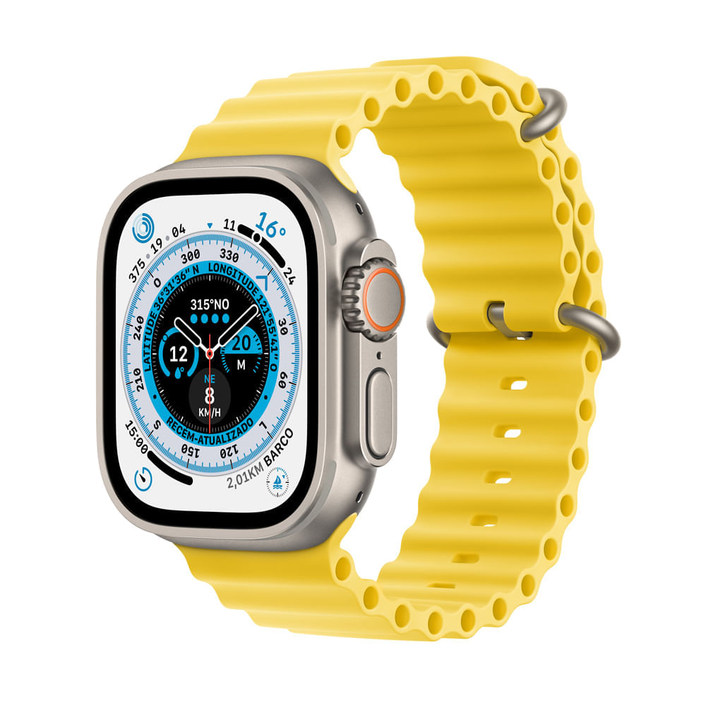 Apple Watch Ultra GPS + Cellular - Caixa de titânio 49 mm - Pulseira Oceano amarela