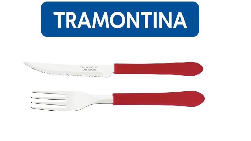 Kit Restaurante 96 Talheres Tramontina 48 Facas + 48 Garfos Azul