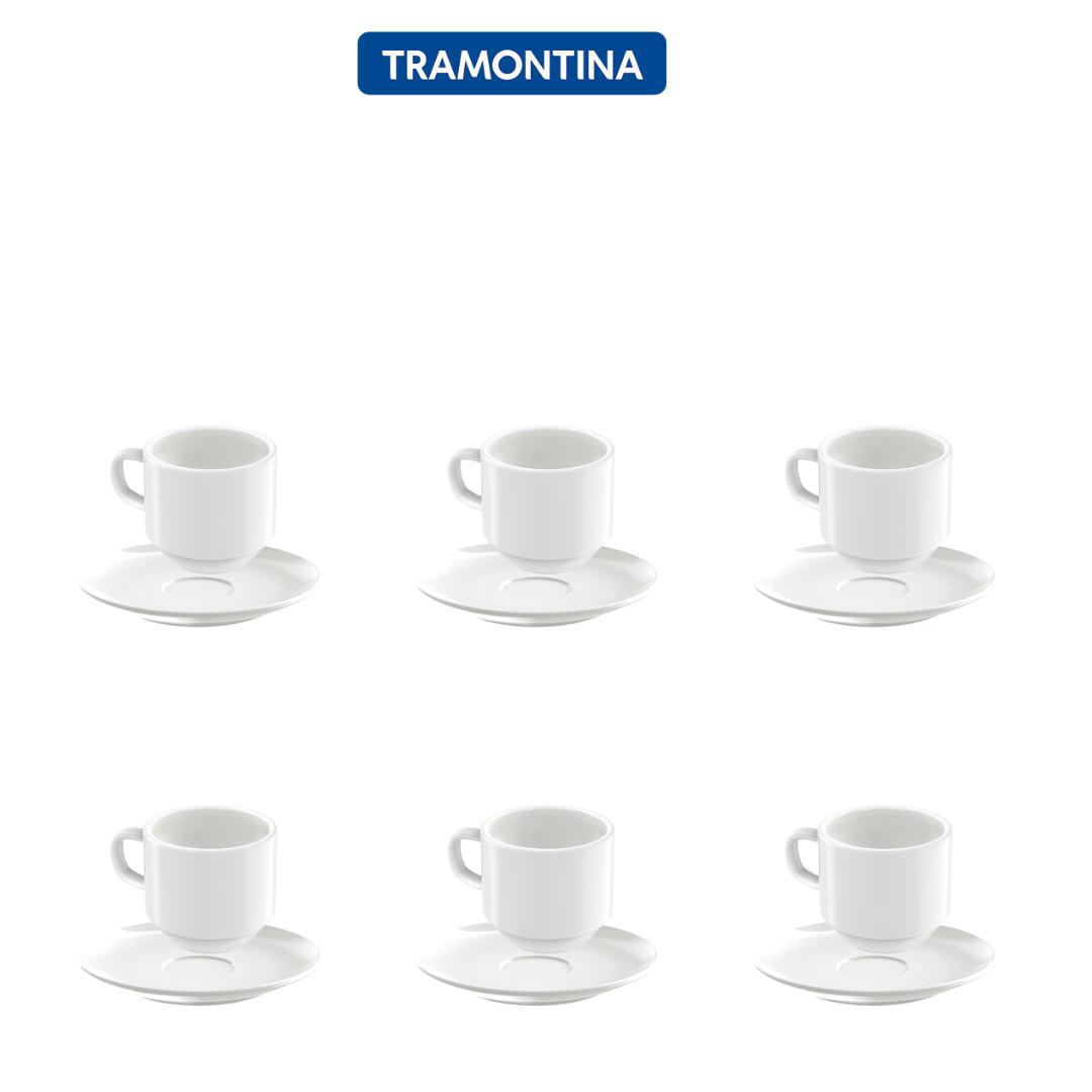 Conjunto de Xícaras Café Paola 12 Peças em Porcelana Tramontina