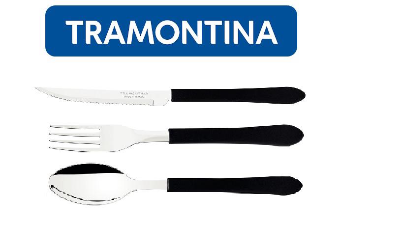 Kit Com 60 Talheres Tramontina Facas + Garfos + Colheres Preto