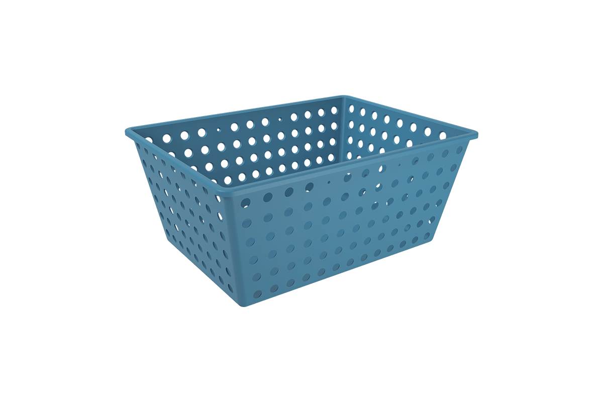 Cesta Maxi Organizadora 13,5 L Retangular Plástico Cor Azul Atlantic Linha Flora Ocean Coza