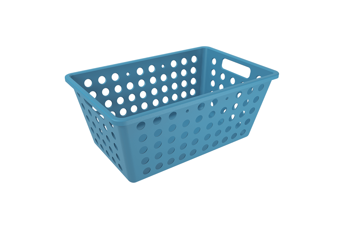 Cesta Grande Organizadora 4,7 L Retangular Plástico Cor Azul Atlantic Linha Flora Ocean Coza