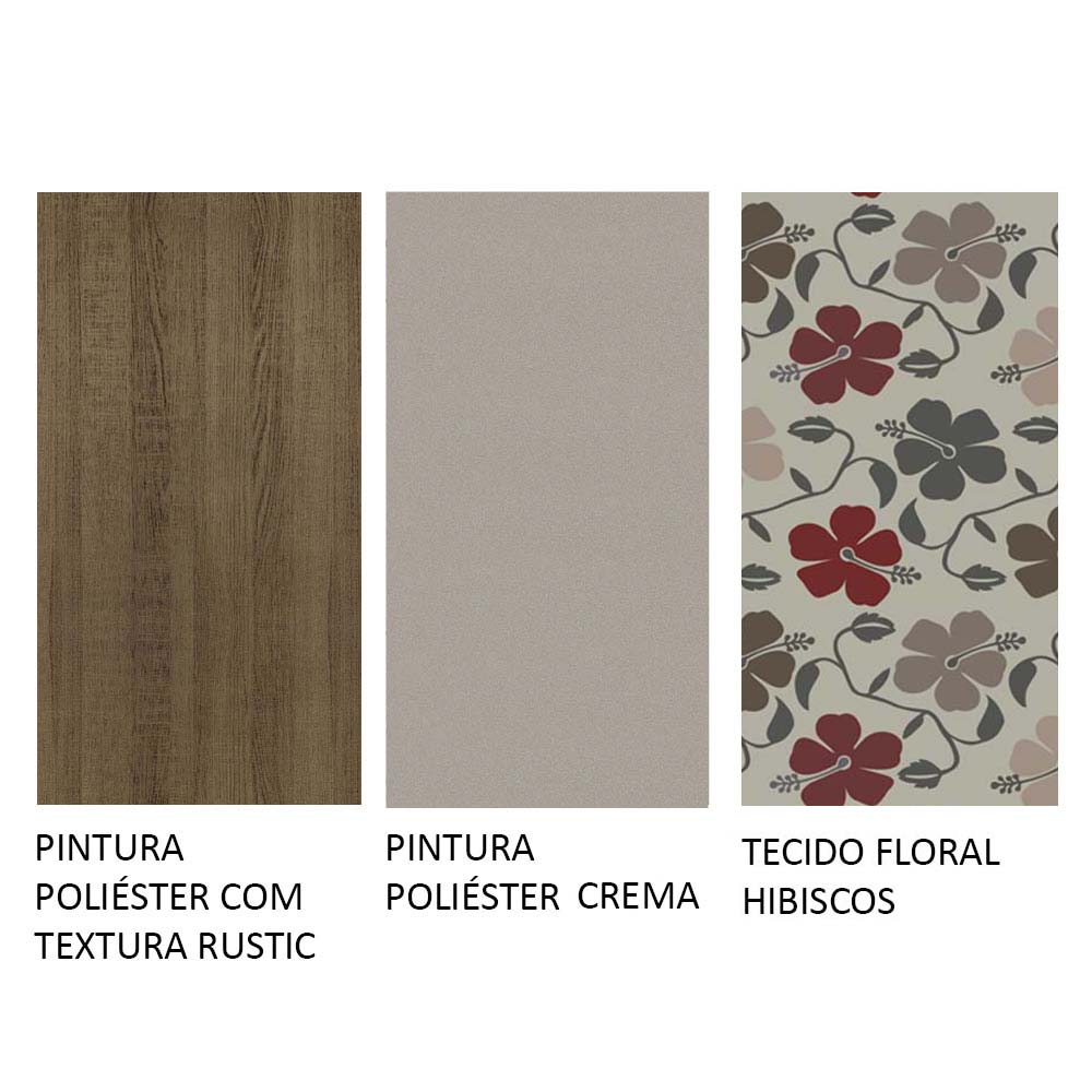 Conjunto Sala de Jantar Mesa Tampo de Madeira 4 Cadeiras Rustic/Hibiscos Sophie Madesa