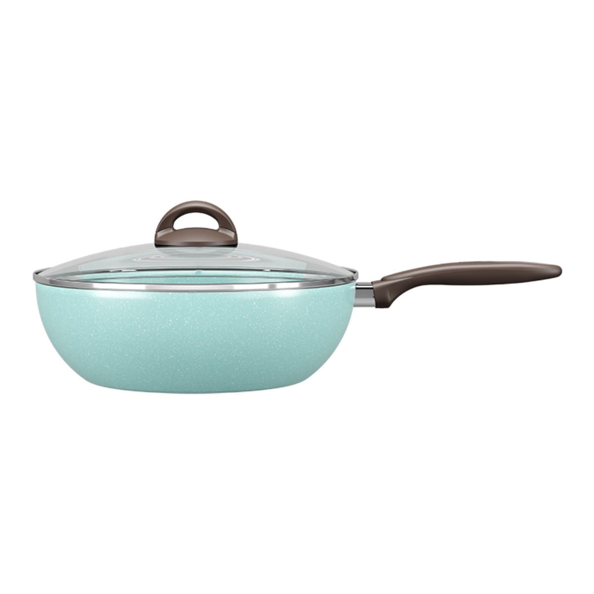 Wok com Tampa 28 cm Revestimento Cerâmico Antiaderente Mineral Resist Cor Verde Ceramic Life Suprema Brinox