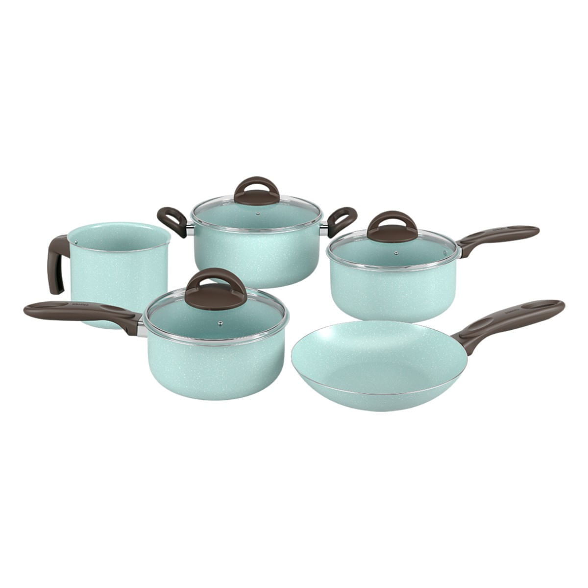 Jogo de Panelas Brinox Antiaderente Ceramic Life 5 Peças Suprema Verde