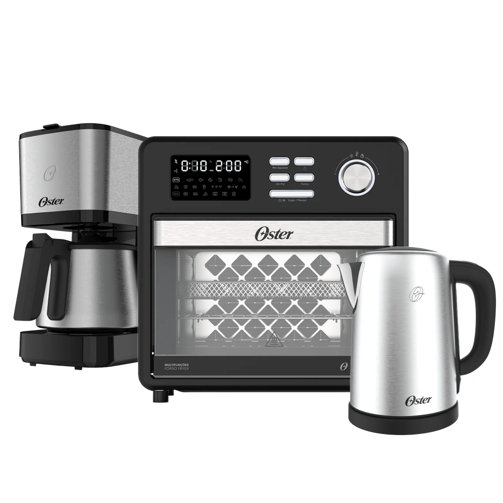 Kit Trio Oster - Forno e Fryer 15L - Cafeteira - Chaleira