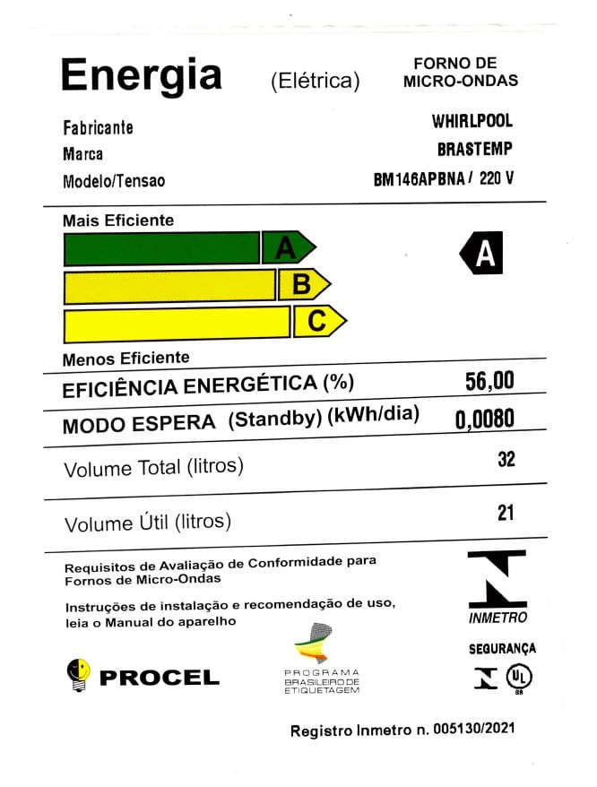 Brastemp_Micro_ondas_BM146AP_Selo_Digital_Inmetro_220v