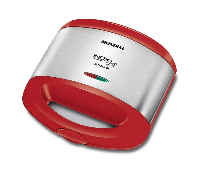 Sanduicheira Grill 800W Mondial S19 Antiaderente Inox Red 127V