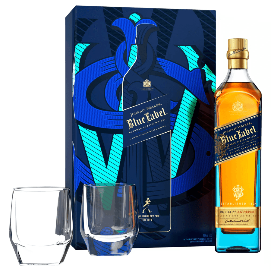 Whisky Johnnie Walker Blue Label + 2 Copos de Cristal 750ml