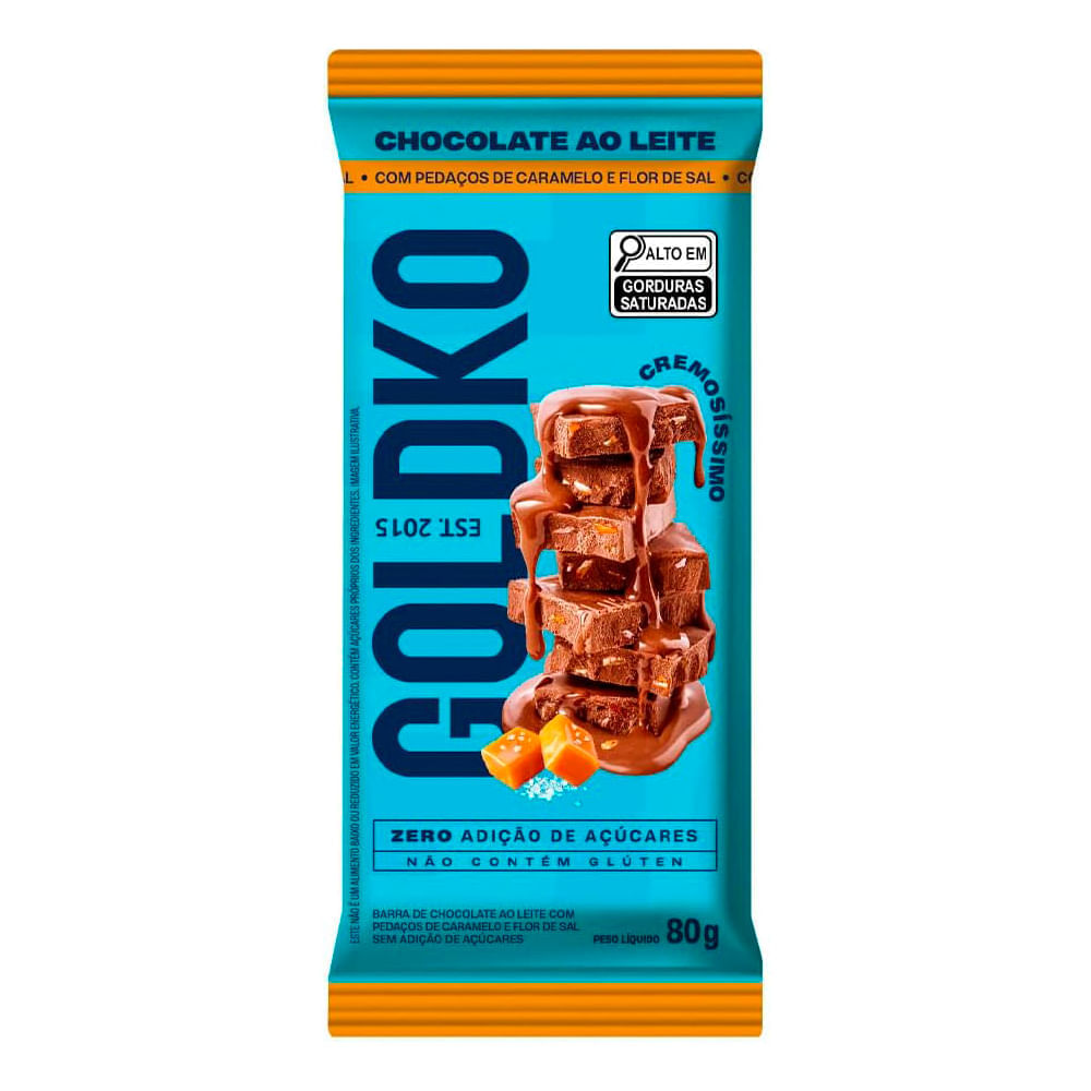 Chocolate ao Leite com Pedaços de Caramelo e Flor de Sal Goldko 80g