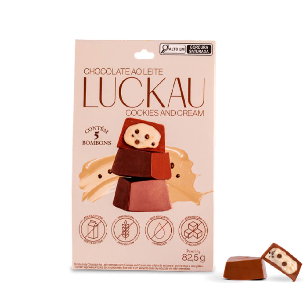 Chocolate Ao Leite com Creme de Cookies and Cream Luckau 82,5g