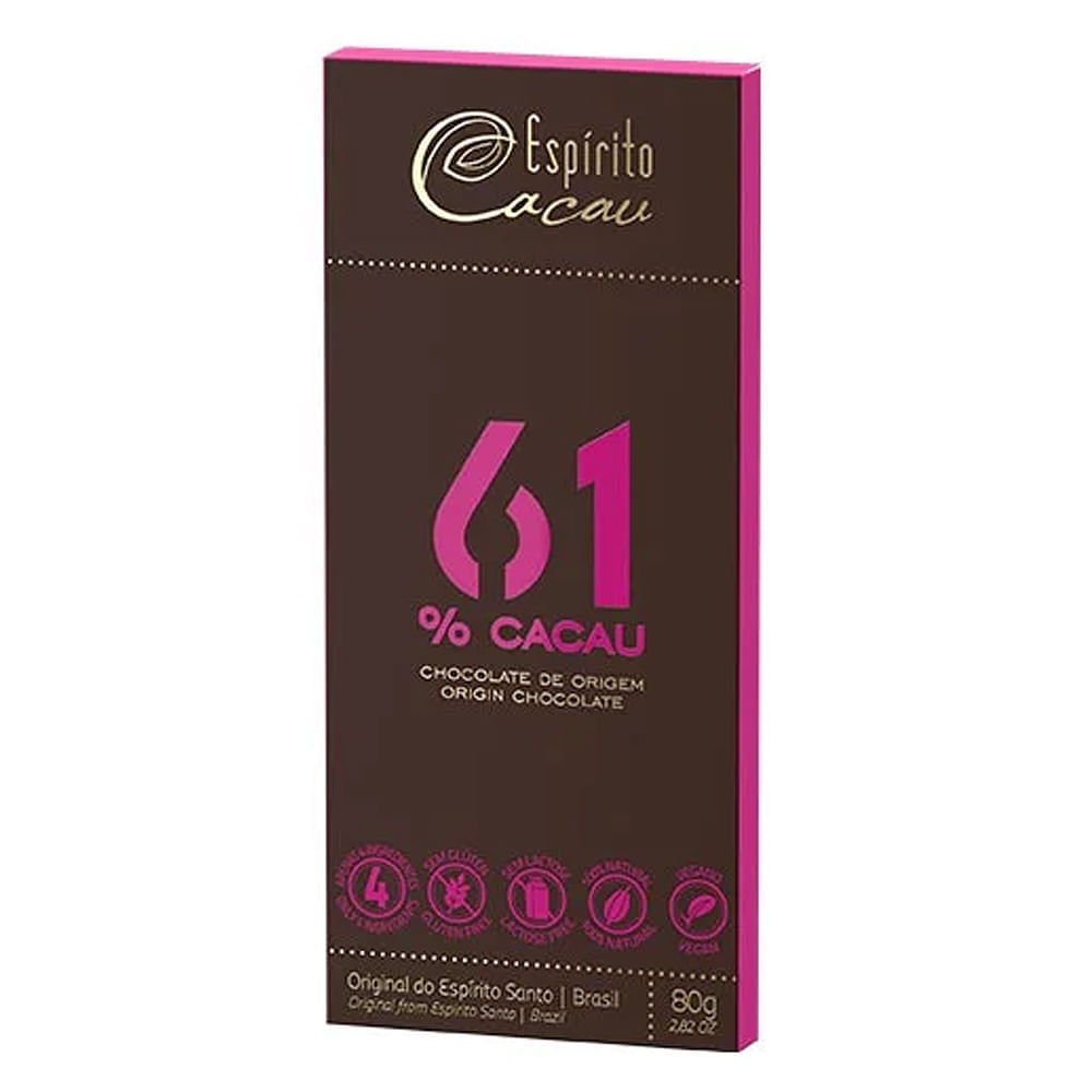 Chocolate 61% Cacau Espírito Cacau 80g